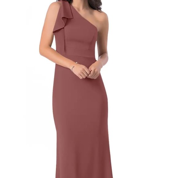 Azazie Bridesmaid Dress Desert Rose One Shoulder - Picture 1 of 4